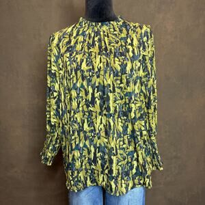 Maison d’Amélie Paris Abstract Floral Blouse Women’s M Pleated Sleeve Boho Chic